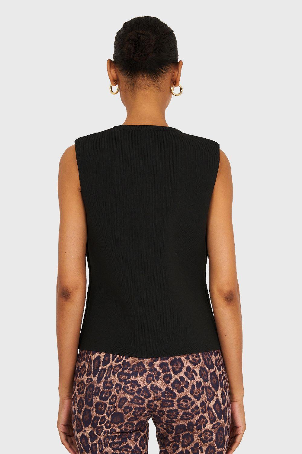 Gilet Tejido Hilo Negro Nicopoly-3