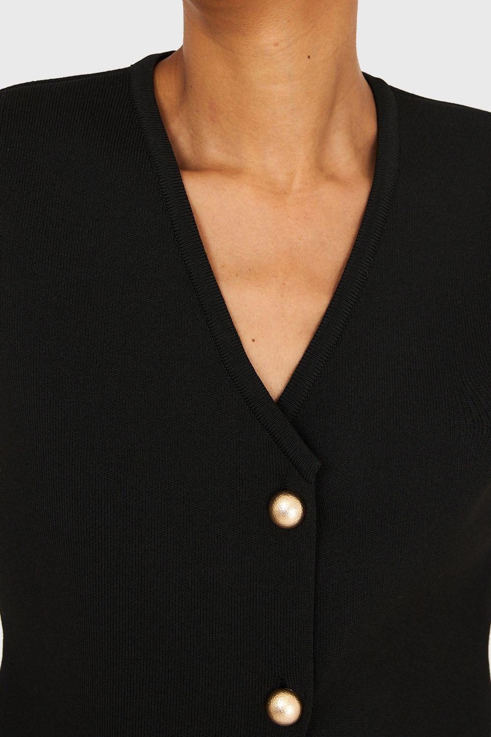 Gilet Tejido Hilo Negro Nicopoly-5