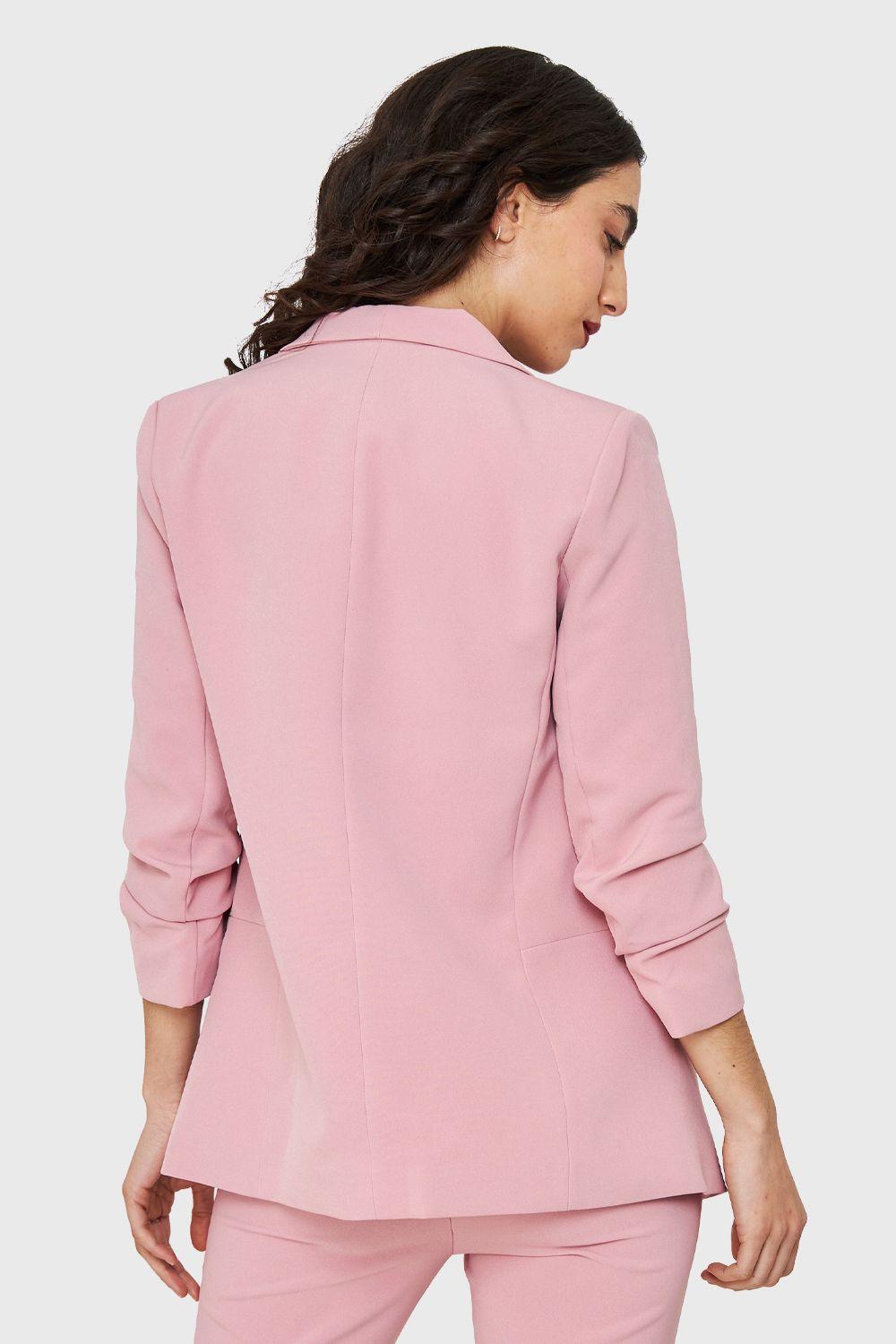 Blazer Manga 3/4 Con Pliegues Rosado Nicopoly-5