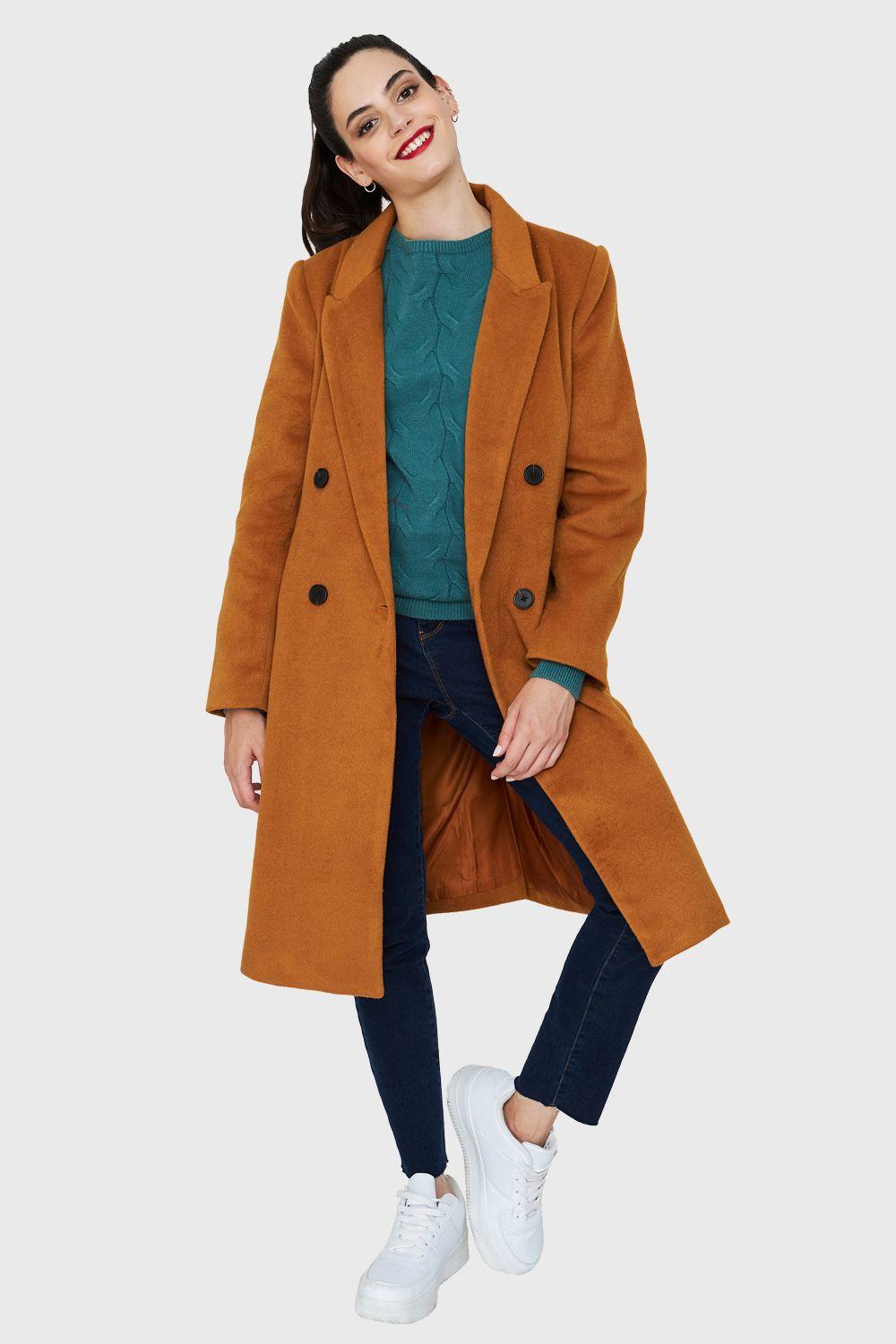 Abrigo Cuatro Botones Ocre Nicopoly-1