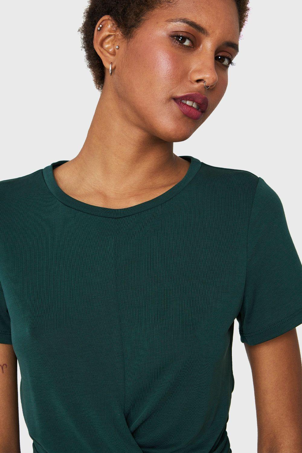 Polera Crop Nudo Verde Petróleo Nicopoly-5