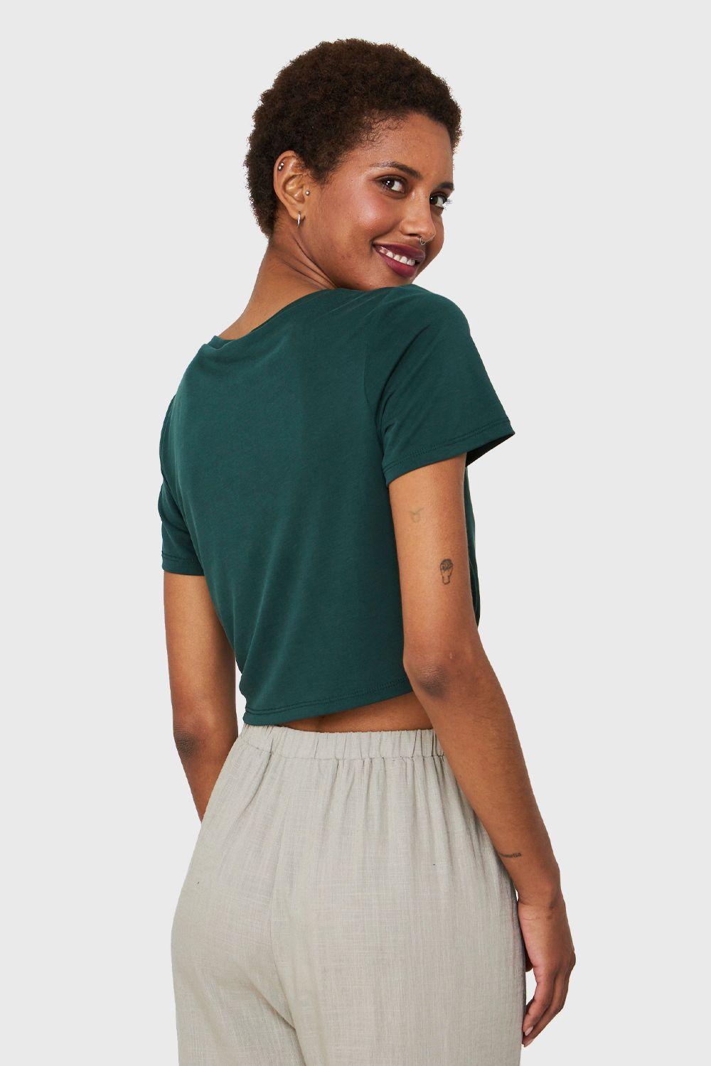 Polera Crop Nudo Verde Petróleo Nicopoly-3
