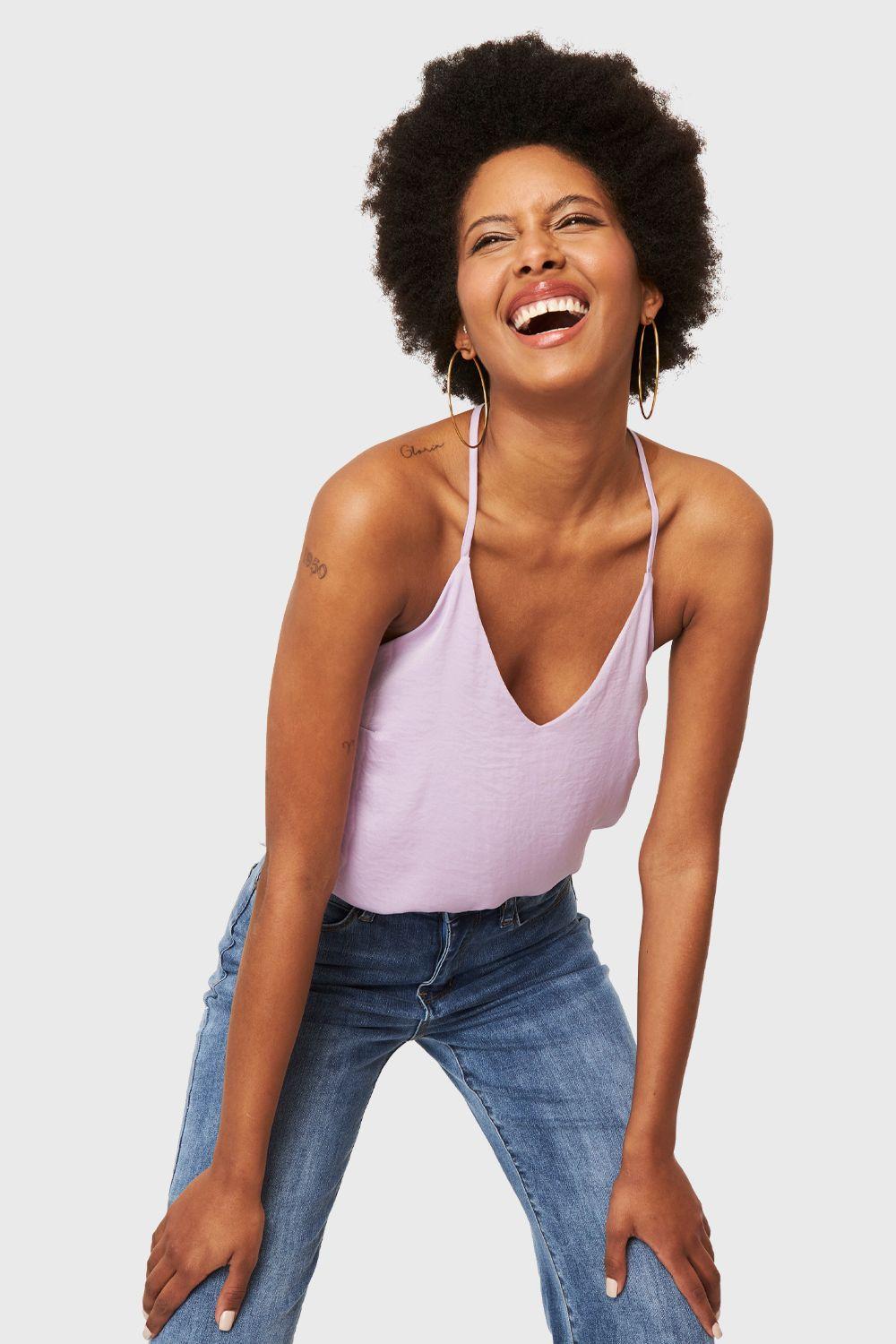 Blusa Básica Tipo Satín Lila Nicopoly-0