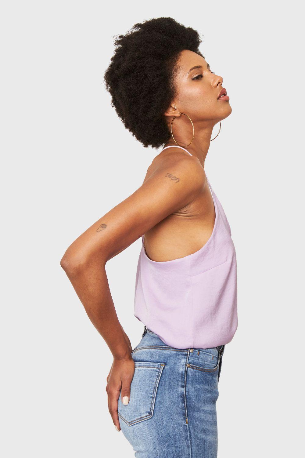 Blusa Básica Tipo Satín Lila Nicopoly-2