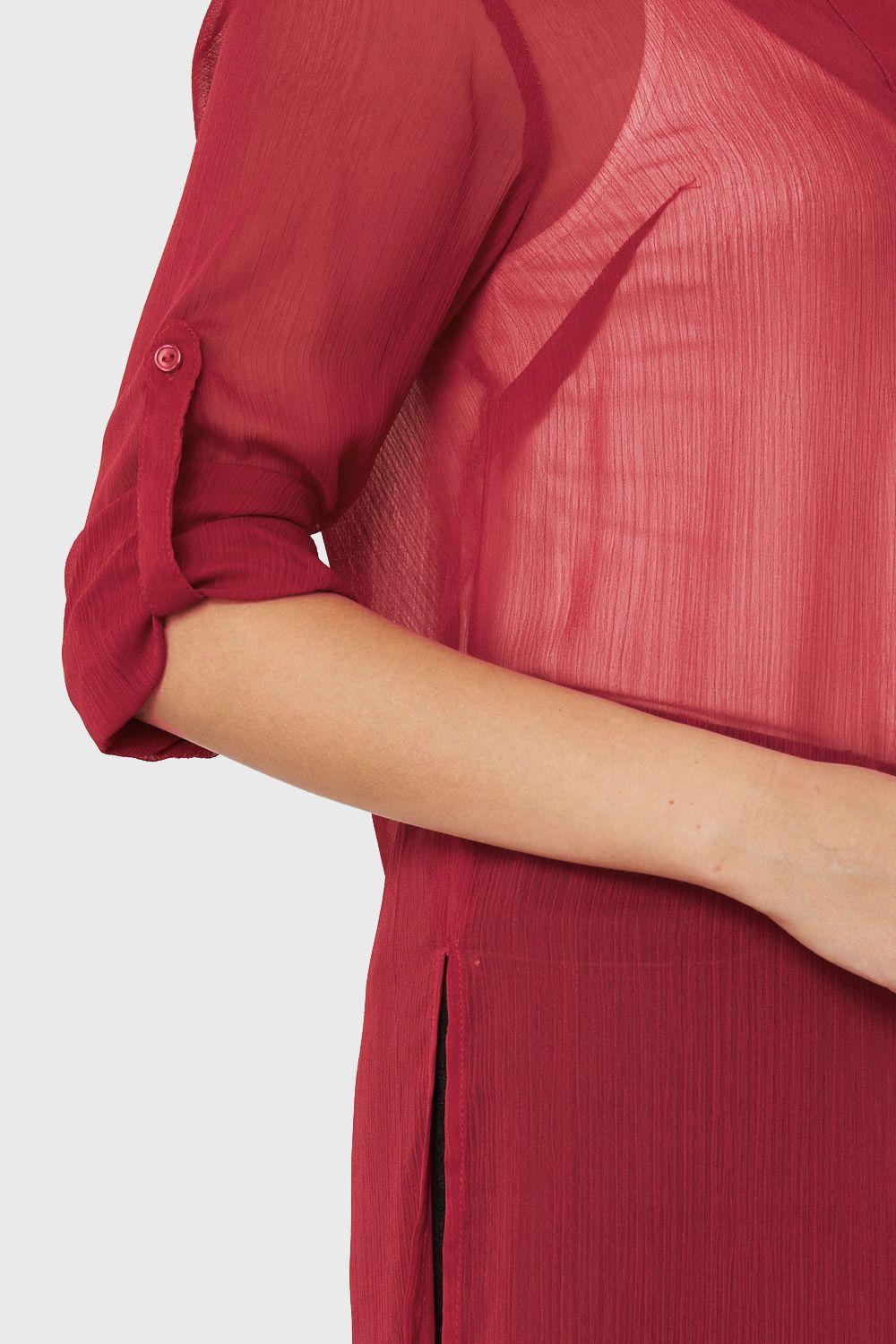 Blusa Larga Transparente Rojo Nicopoly-5