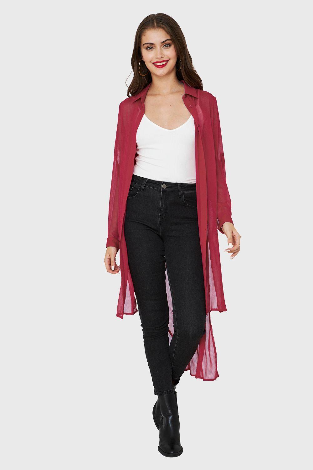 Blusa Larga Transparente Rojo Nicopoly-1