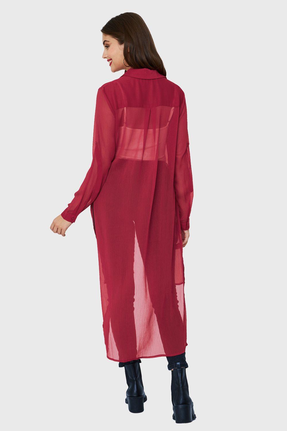 Blusa Larga Transparente Rojo Nicopoly-3