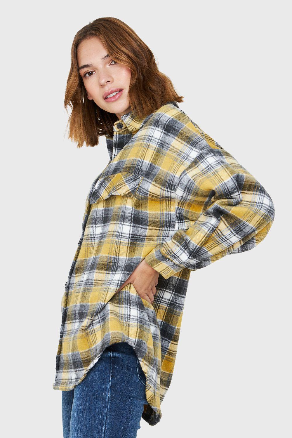 Camisa Tipo Franela Cuadrillé Amarillo Nicopoly-2