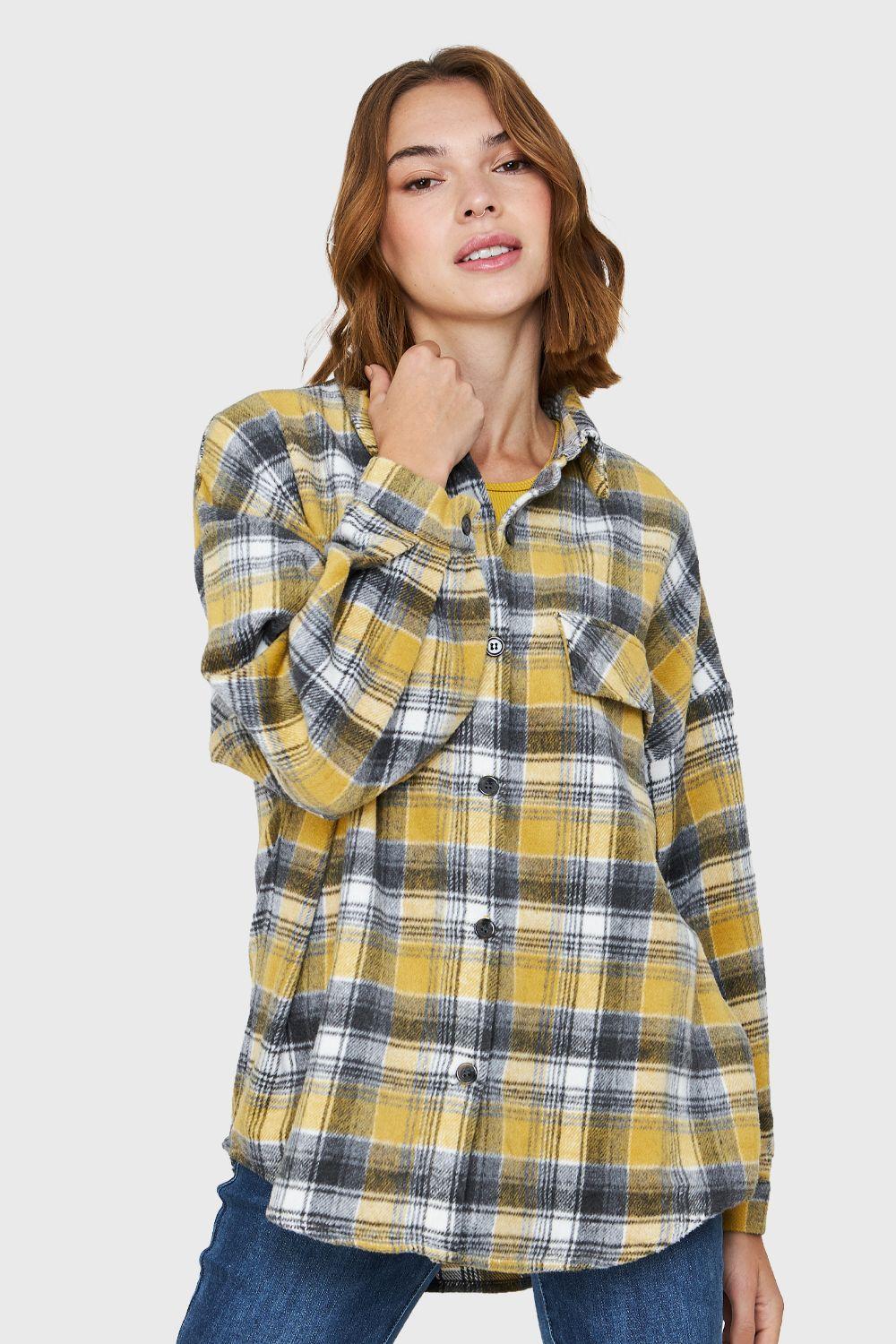 Camisa Tipo Franela Cuadrillé Amarillo Nicopoly-0