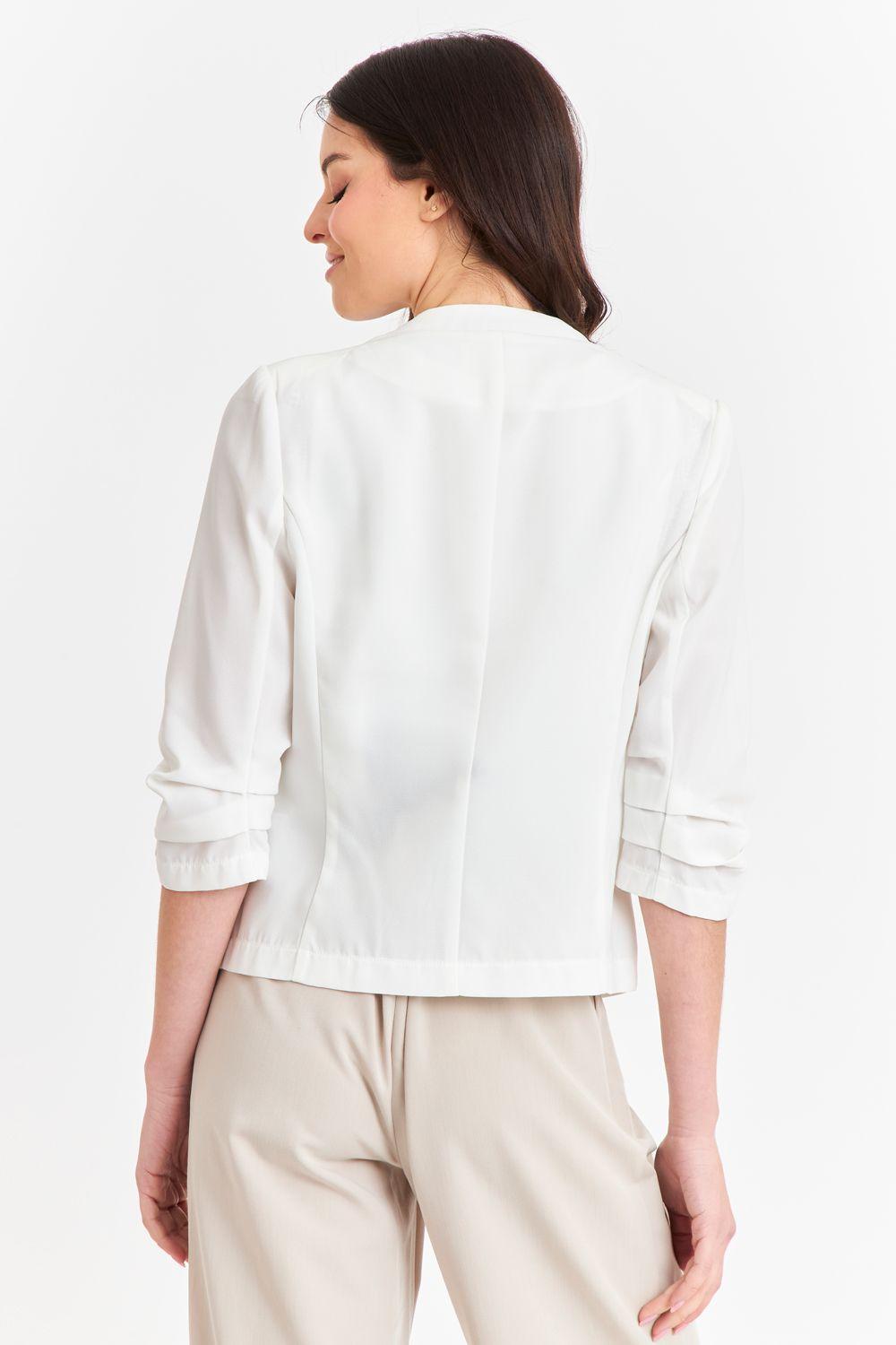 Blazer Cuello Sin Solapa Blanco Nicopoly-3