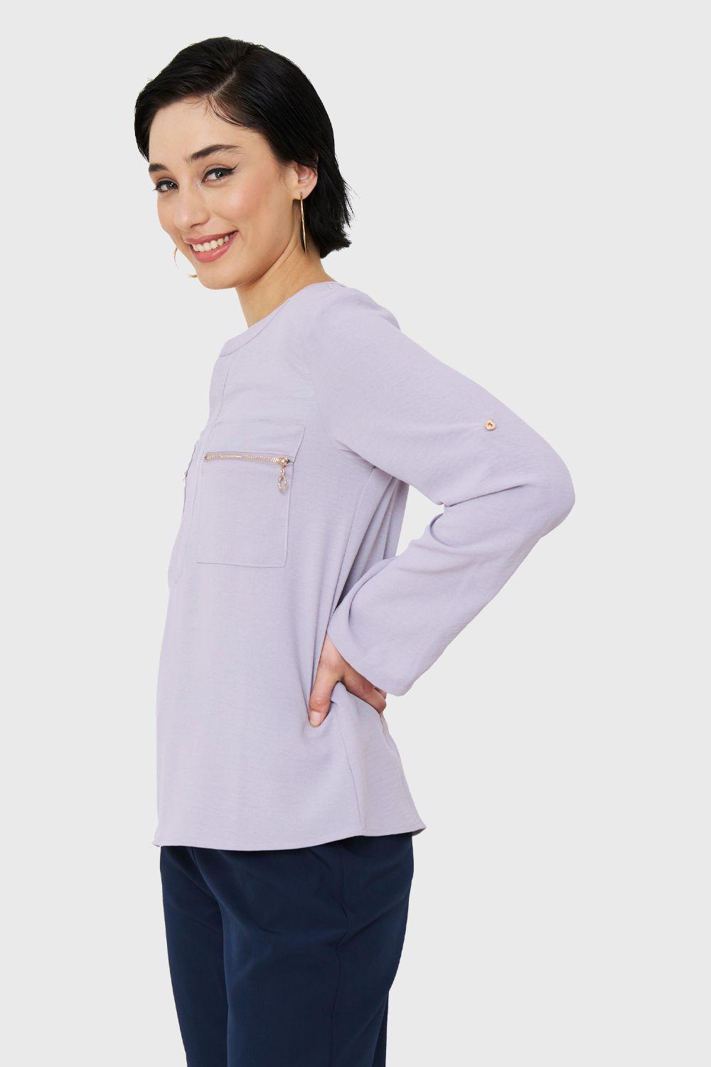 Blusa Cuello Mao Gris Nicopoly-2