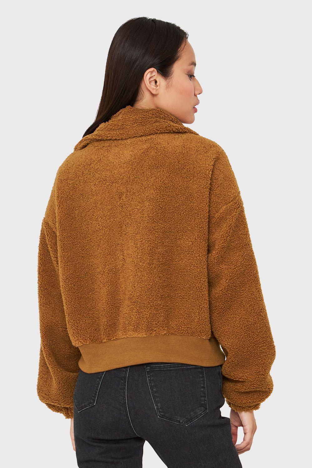 Chaqueta Teddy Cierre Y Broches Café Nicopoly-3
