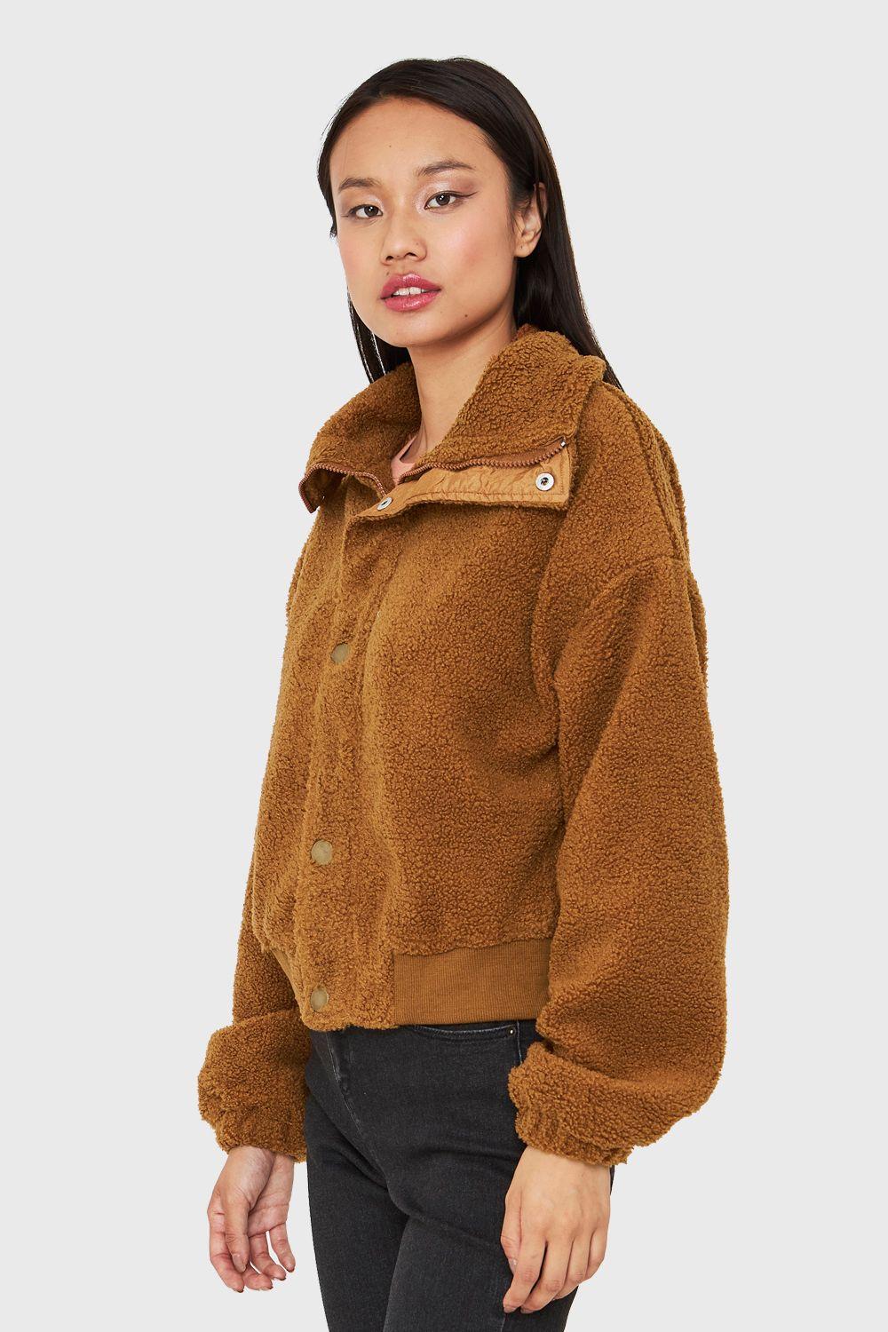 Chaqueta Teddy Cierre Y Broches Café Nicopoly-2
