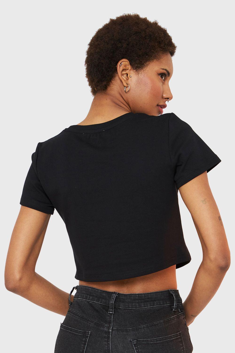 Polera Crop Etiqueta Fashion Negro Nicopoly-3