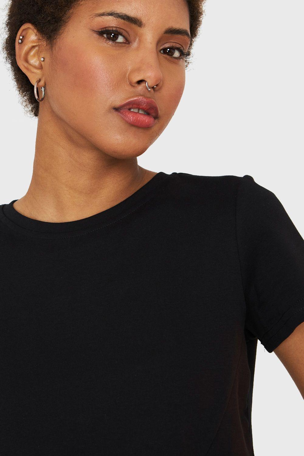 Polera Crop Etiqueta Fashion Negro Nicopoly-5