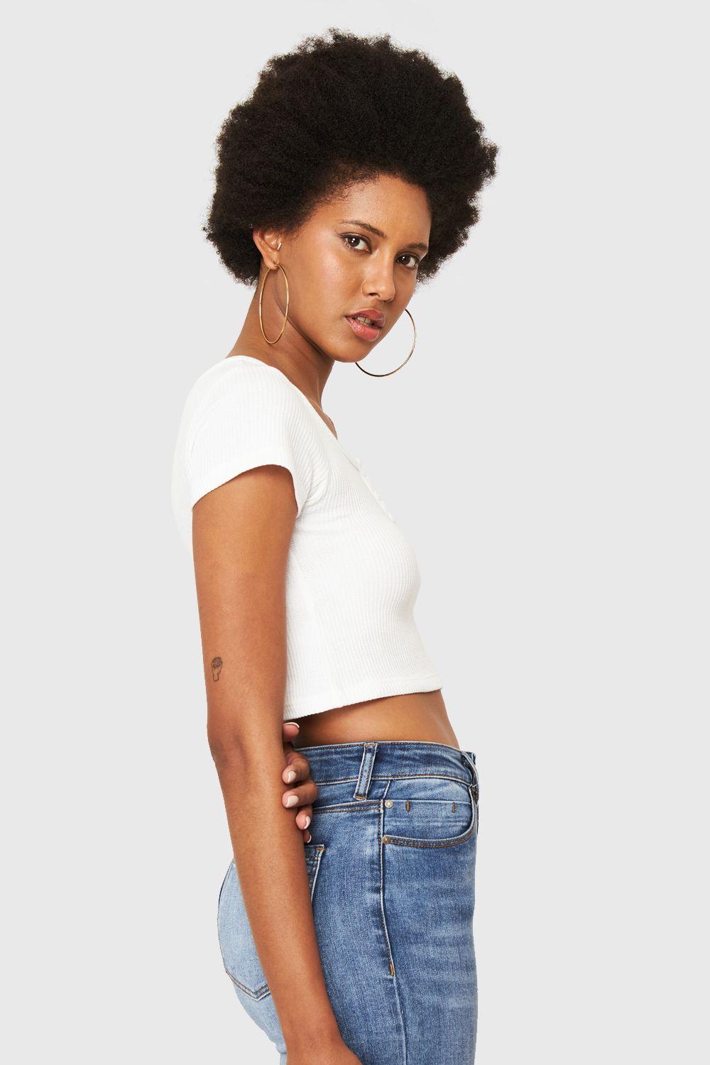 Crop Top Básico Botones Blanco Nicopoly-2
