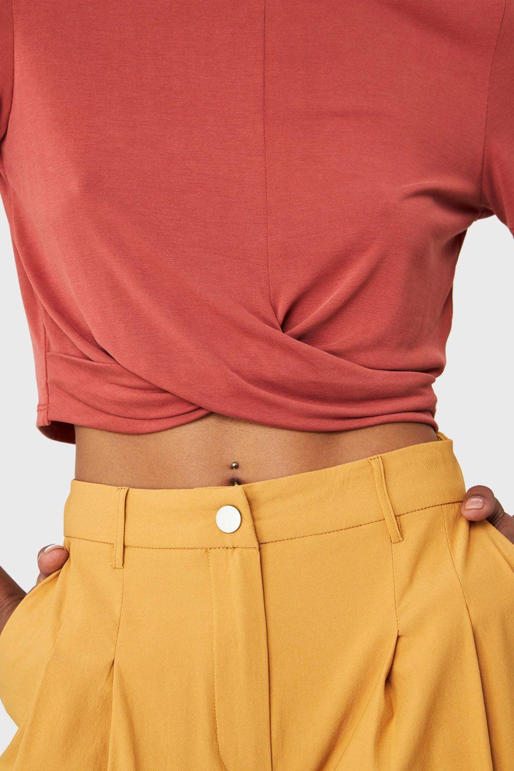 Polera Crop Nudo Óxido Nicopoly-5