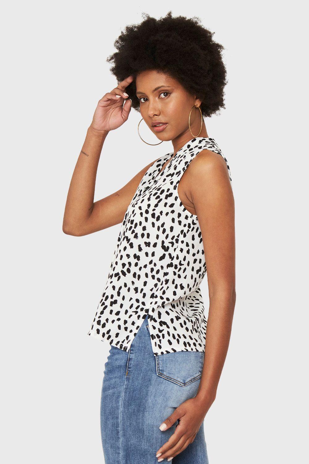 Blusa Print Lunares Blanco Nicopoly-2