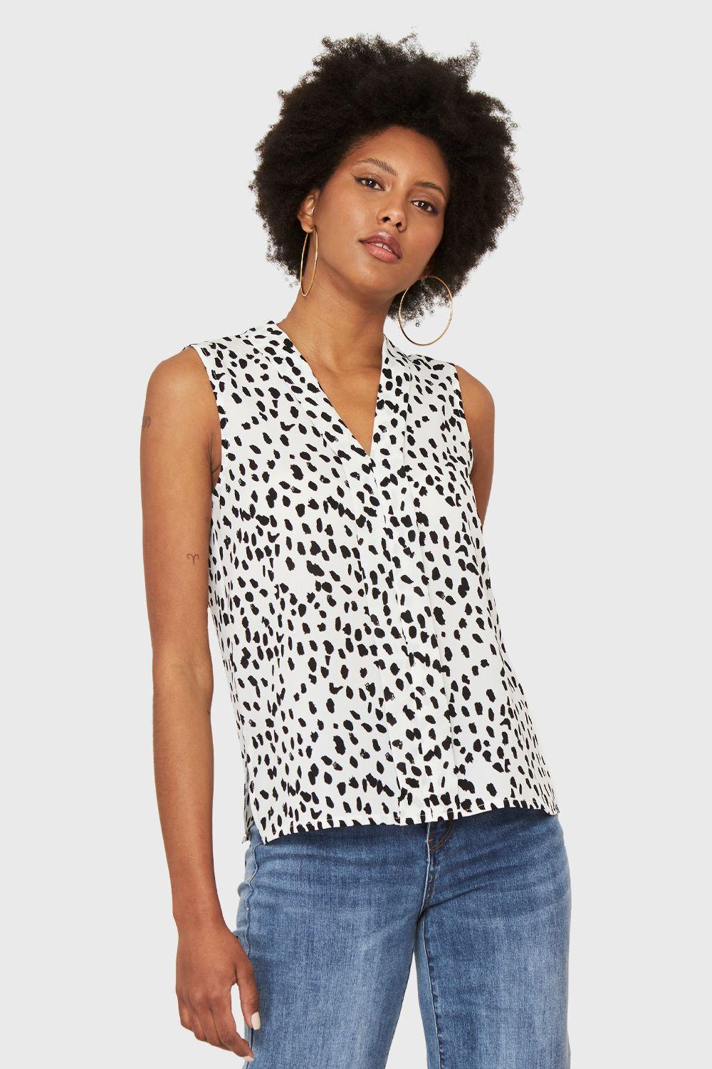 Blusa Print Lunares Blanco Nicopoly-4