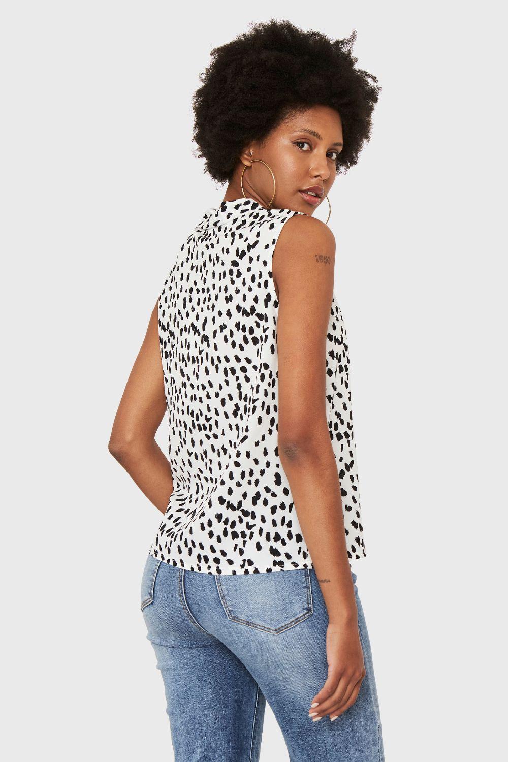 Blusa Print Lunares Blanco Nicopoly-3