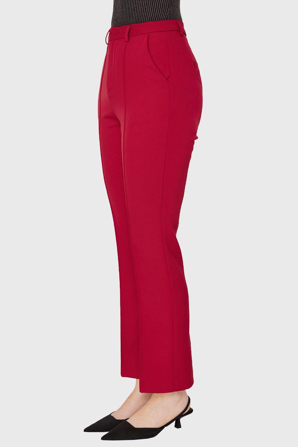 Pantalón Recto Costura Frontal Burdeos Nicopoly-2