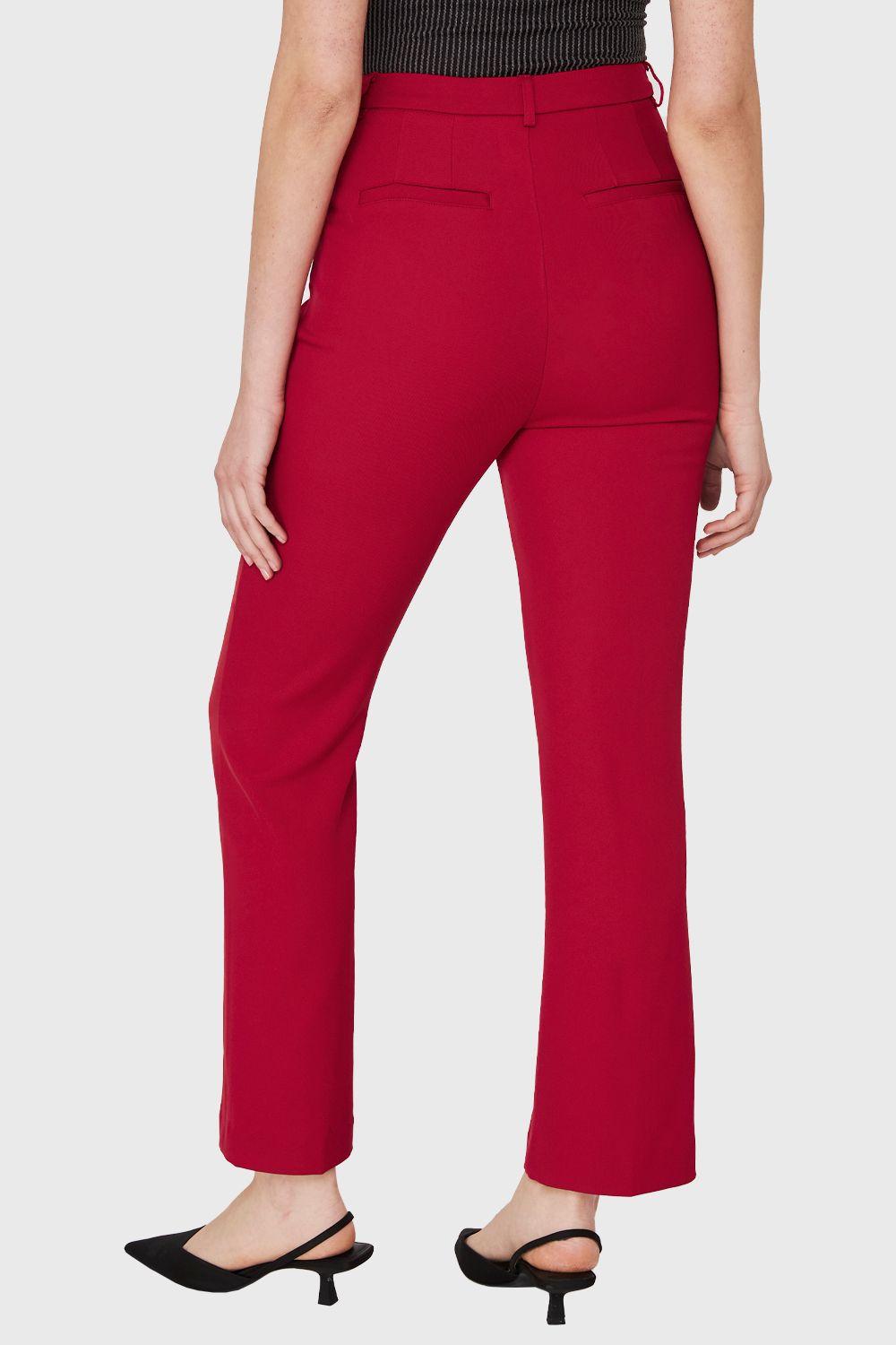 Pantalón Recto Costura Frontal Burdeos Nicopoly-3