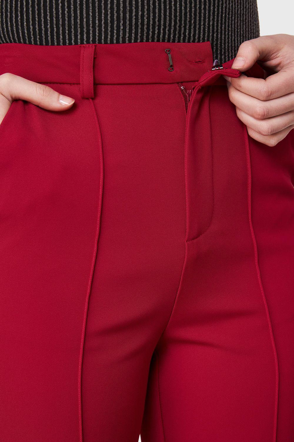 Pantalón Recto Costura Frontal Burdeos Nicopoly-5