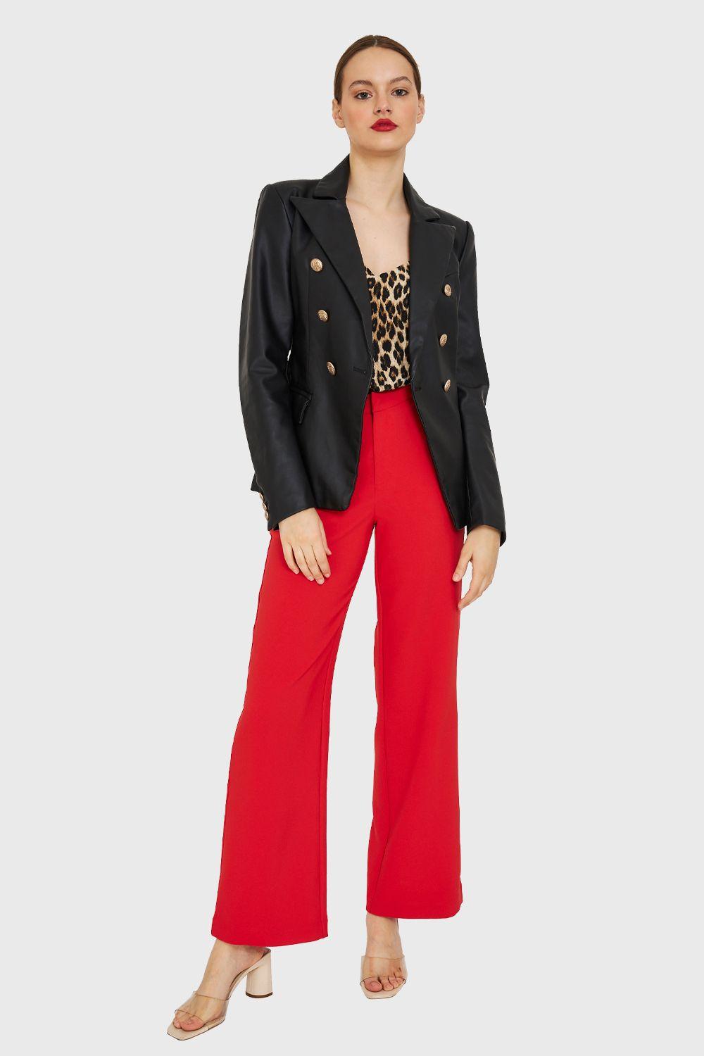 Blazer Cruzado Ecocuero Negro Nicopoly-1