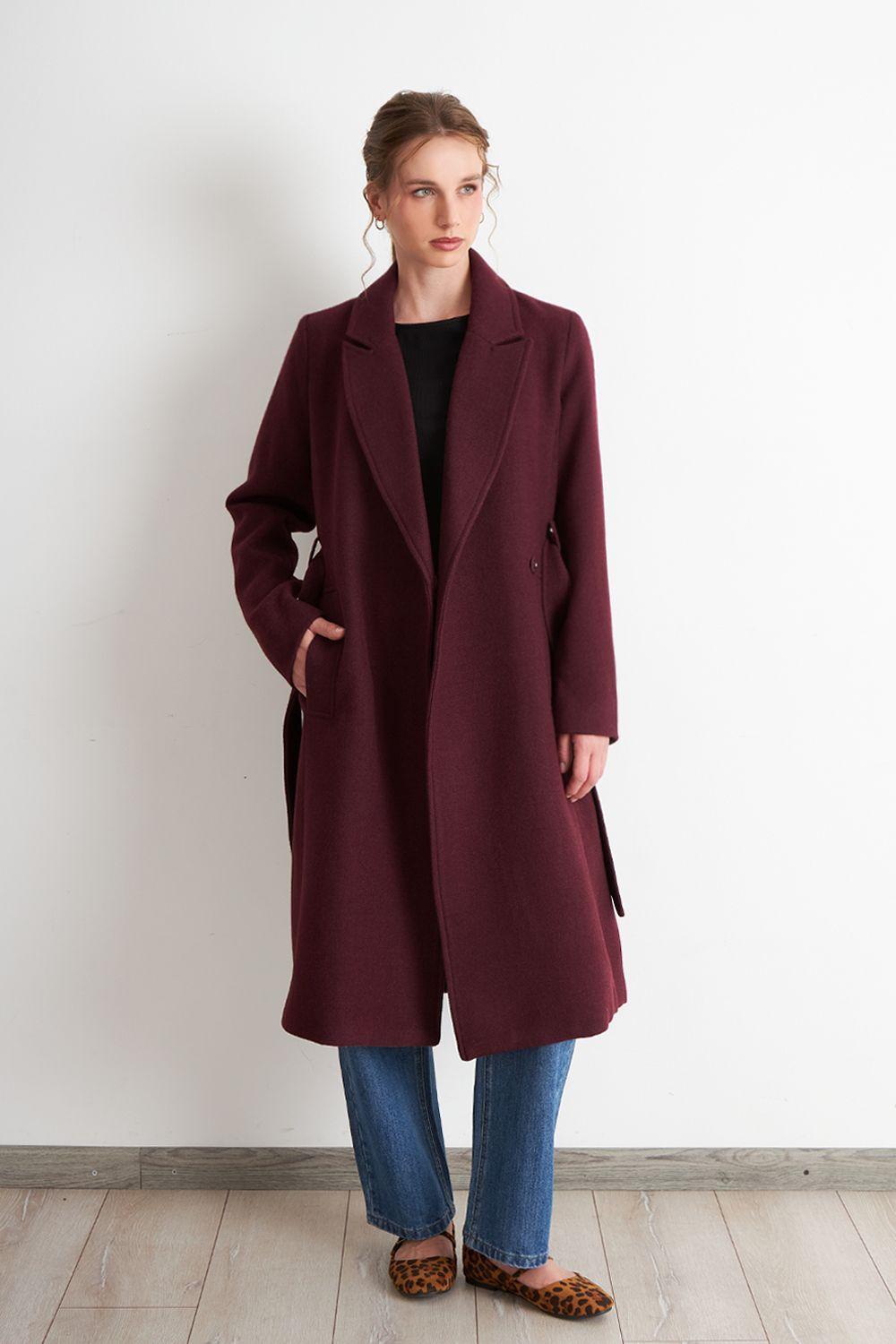Abrigo Cinturón y Solapa Burdeo Nicopoly-1