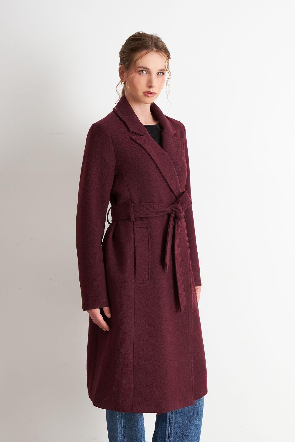 Abrigo Cinturón y Solapa Burdeo Nicopoly-2