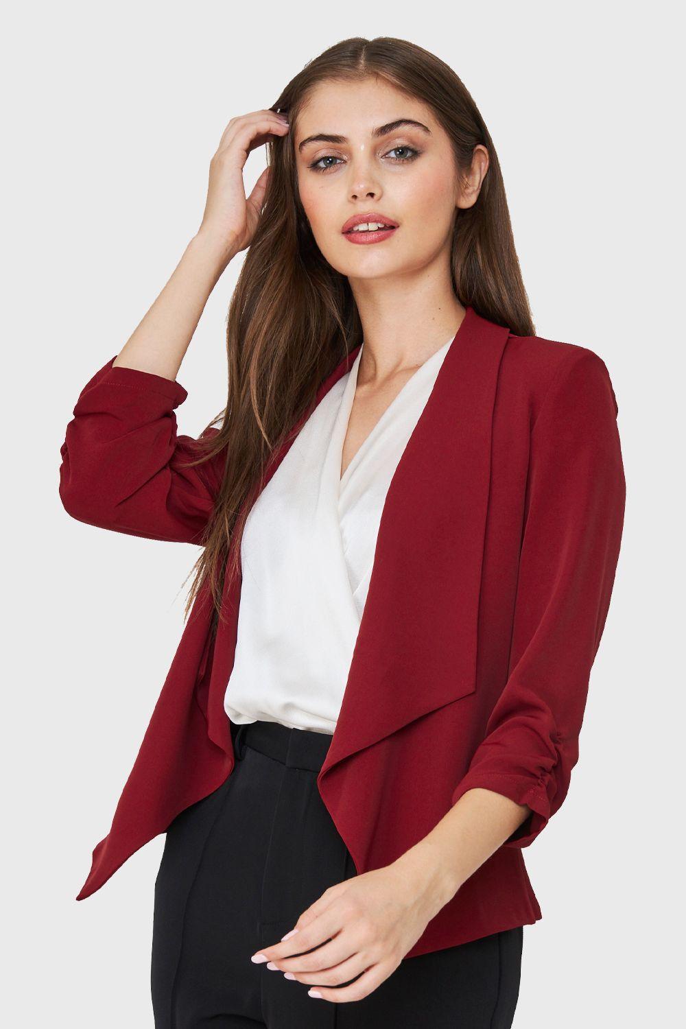 Blazer Mangas 3/4 Solapa Burdeos Nicopoly-2