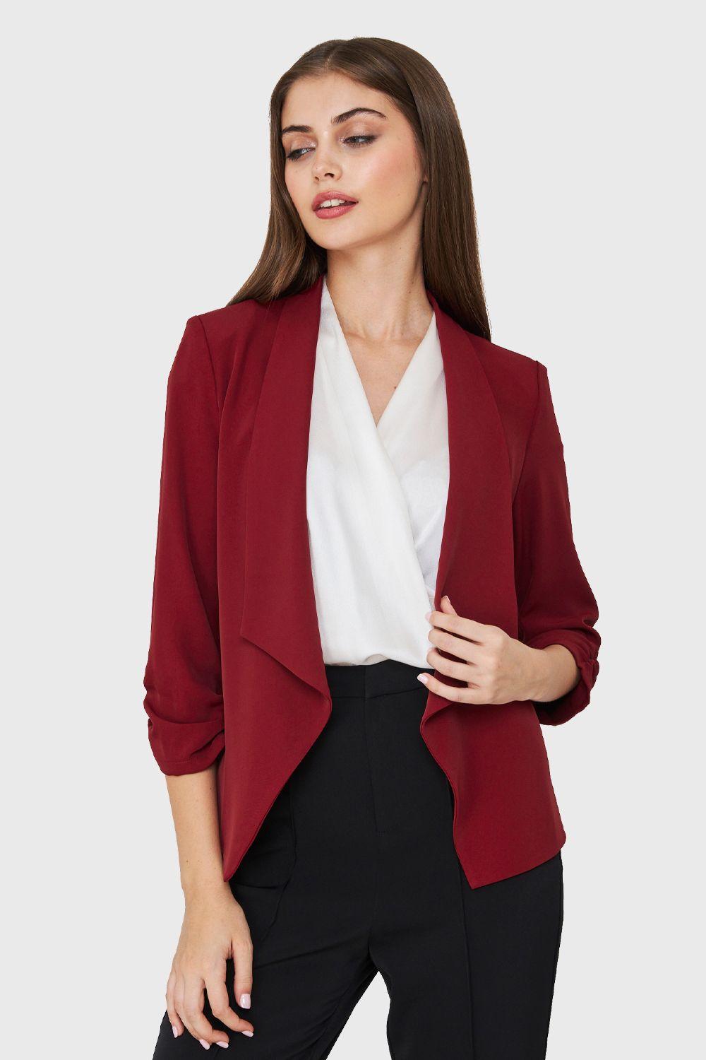 Blazer Mangas 3/4 Solapa Burdeos Nicopoly-4