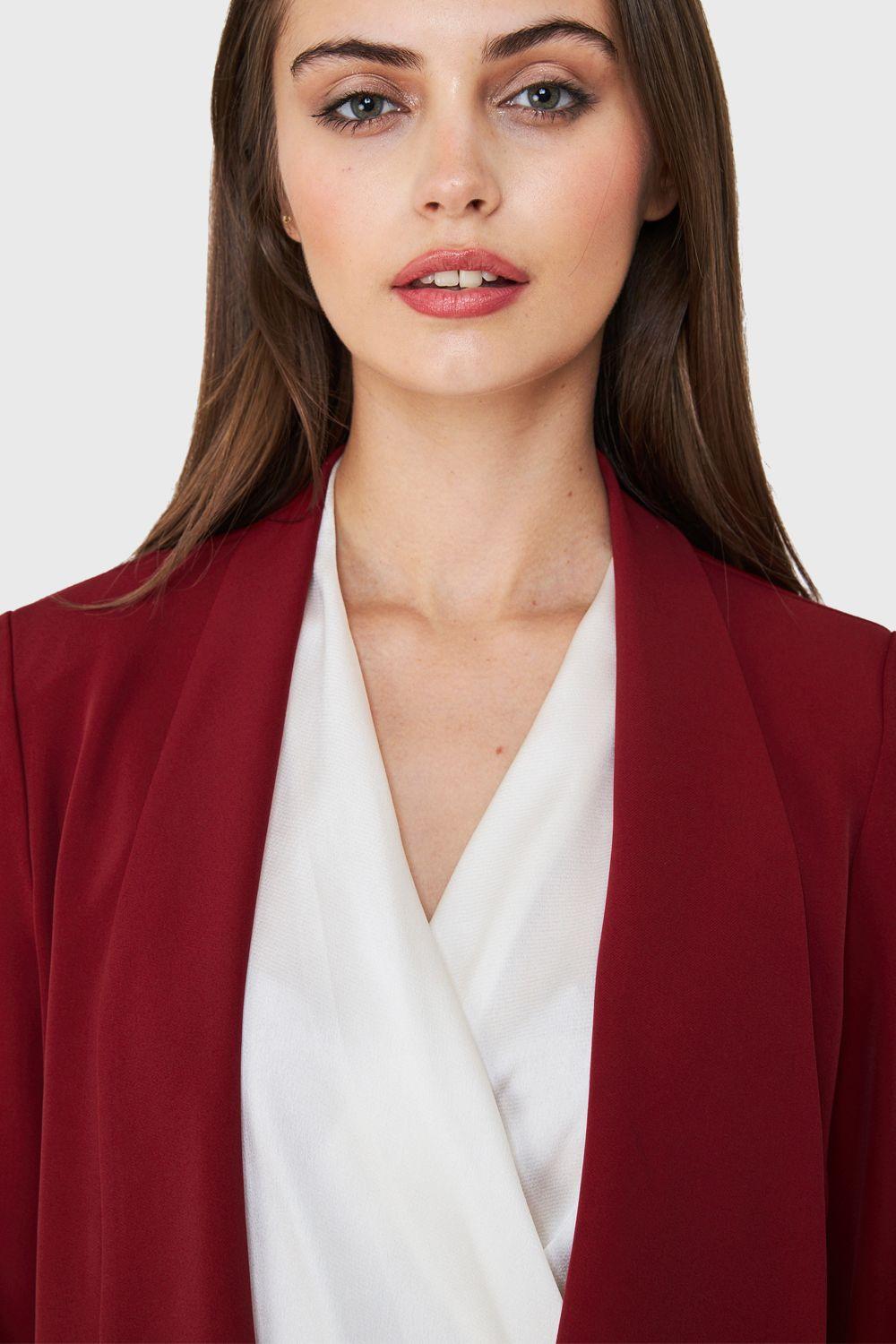 Blazer Mangas 3/4 Solapa Burdeos Nicopoly-5