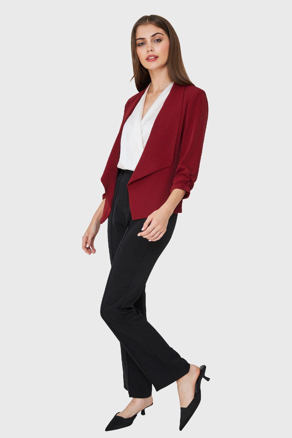 Blazer Mangas 3/4 Solapa Burdeos Nicopoly-1