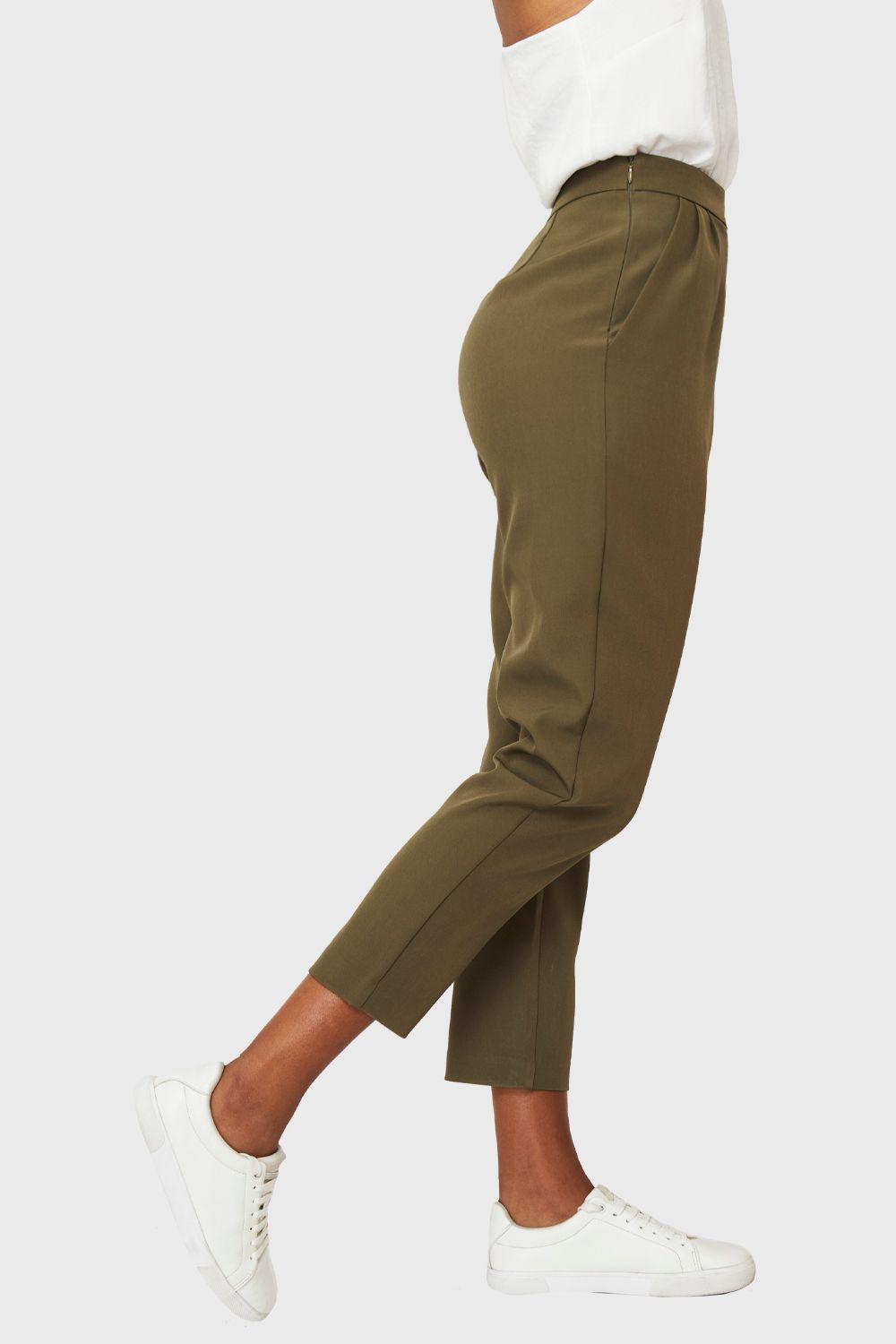 Pantalón Básico Tiro Alto Oliva Nicopoly-2