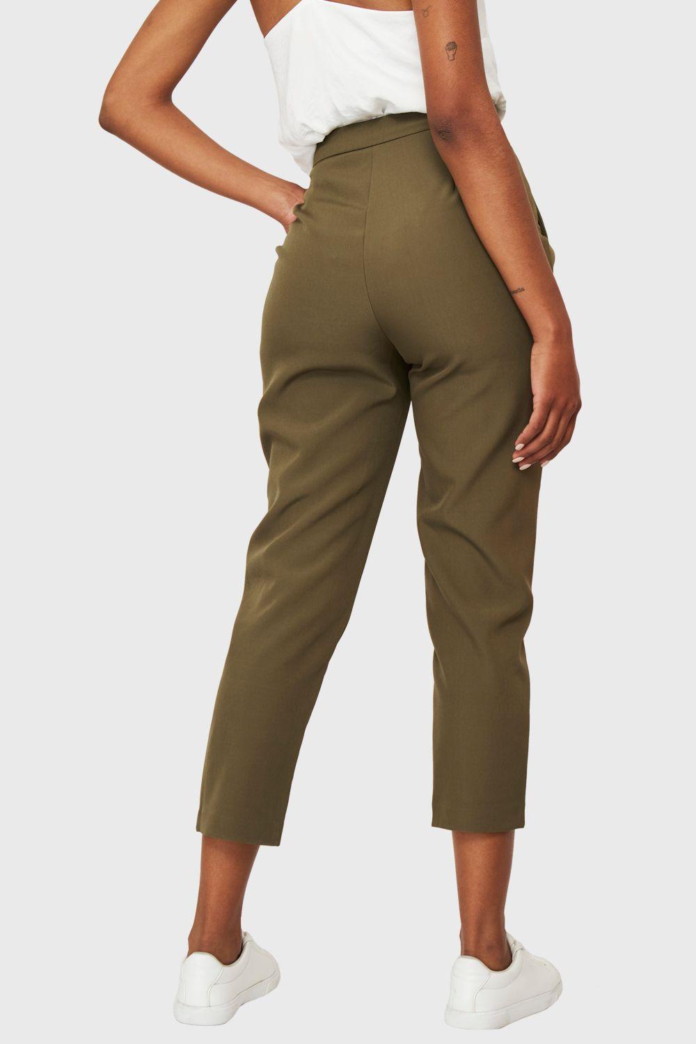 Pantalón Básico Tiro Alto Oliva Nicopoly-3