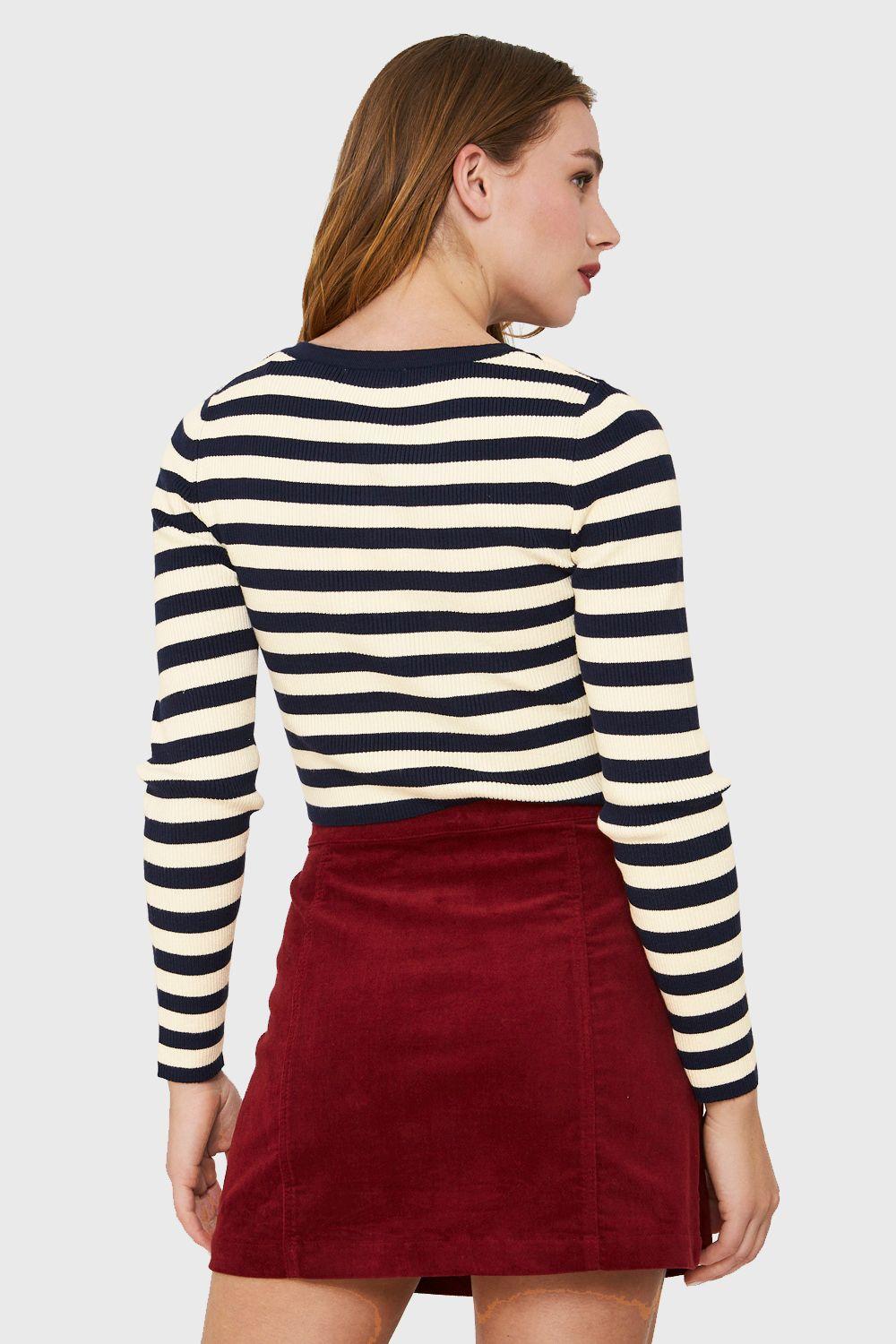 Crop Top Tejido Rayas Hilo Azul Marino Nicopoly-3