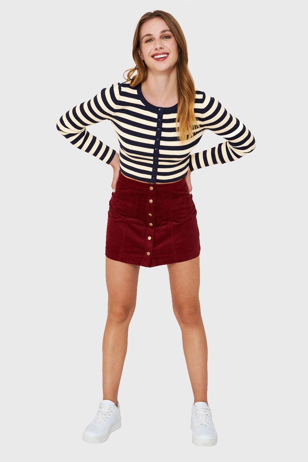 Crop Top Tejido Rayas Hilo Azul Marino Nicopoly-1