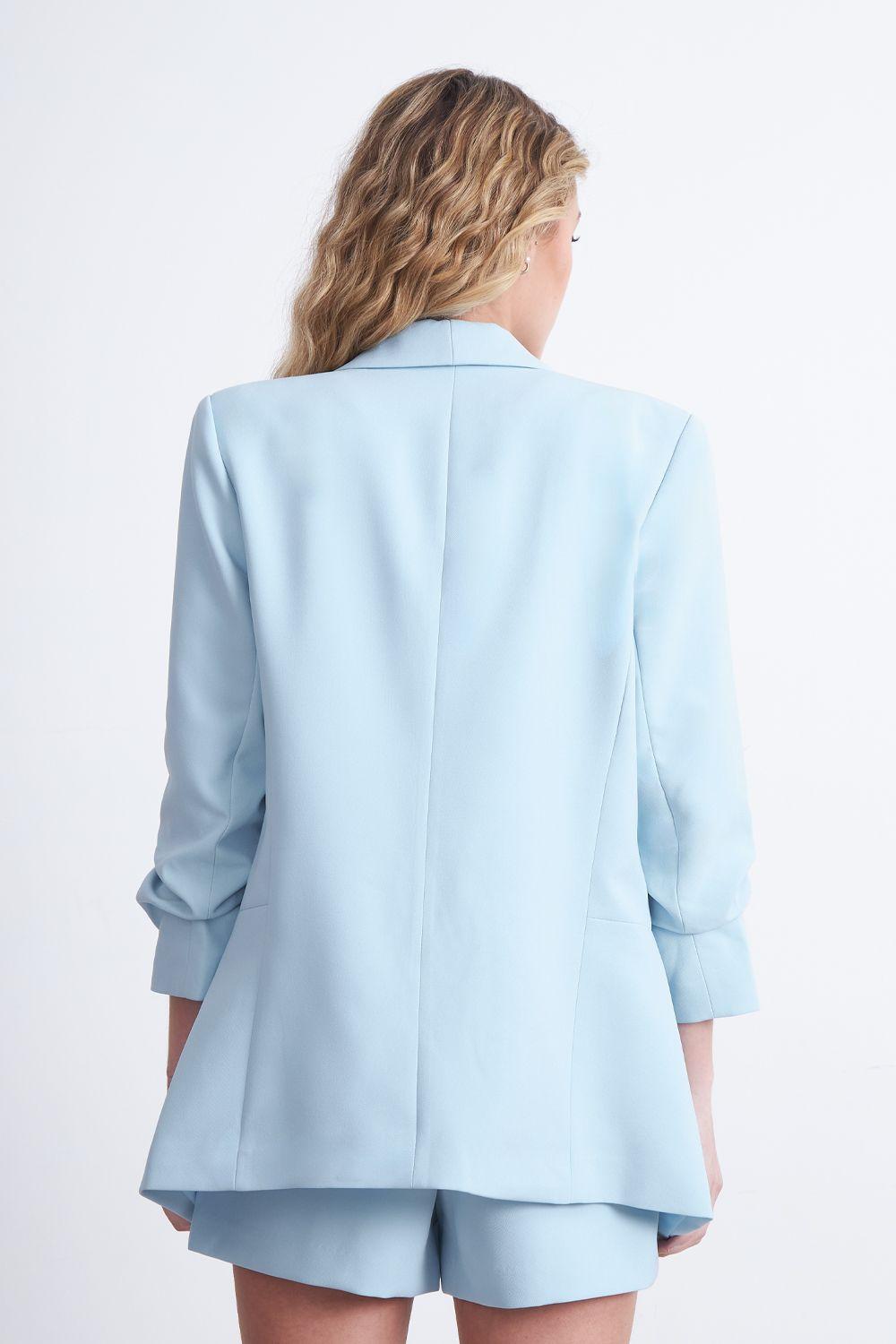 Blazer Manga 3/4 Ajustado con Solapas Celeste Nicopoly-3