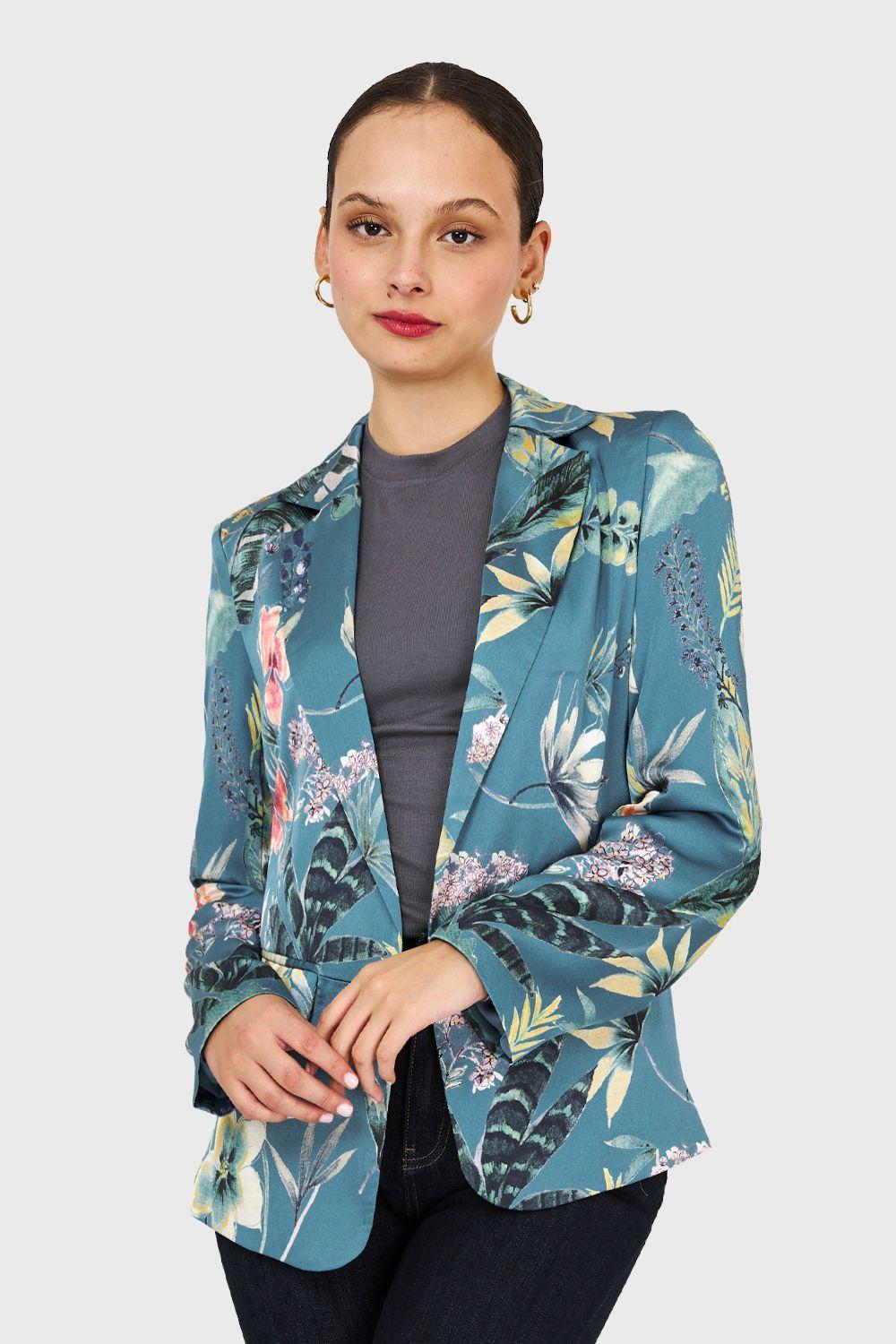 Blazer Floreado Celeste Nicopoly-4