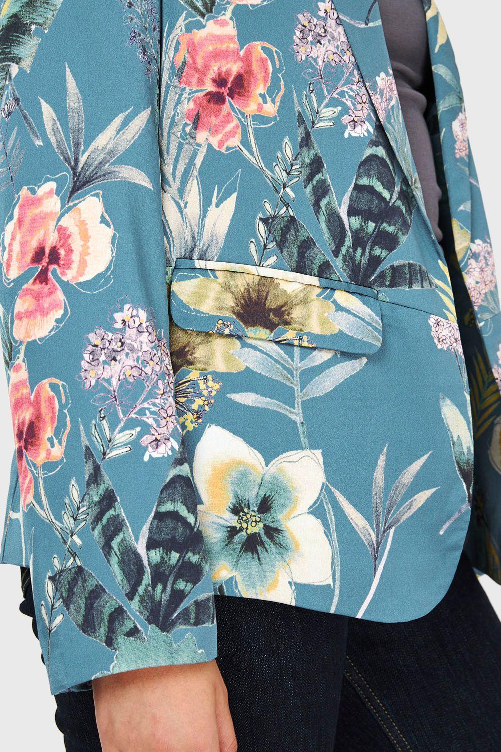 Blazer Floreado Celeste Nicopoly-5