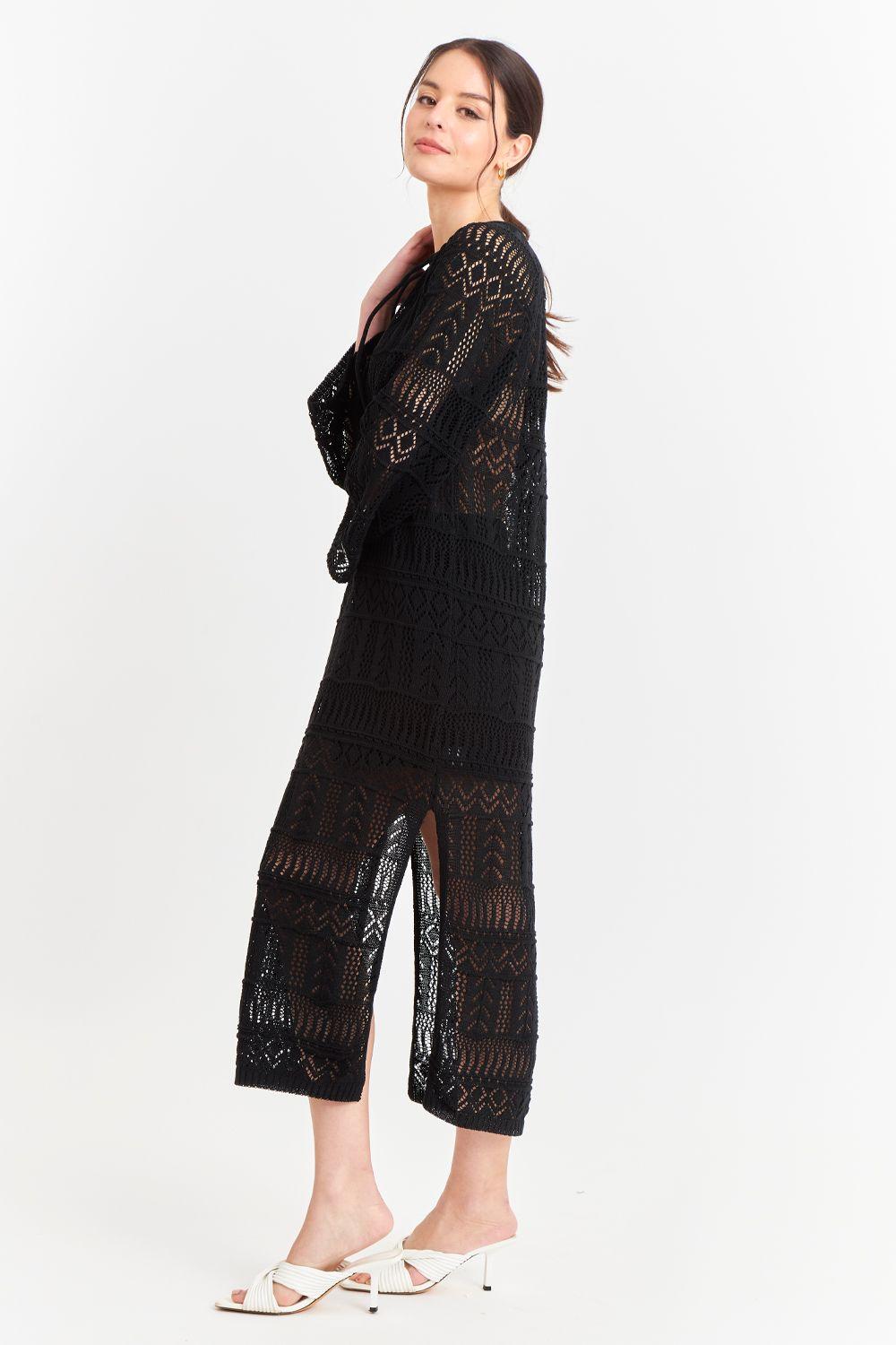 Vestido Largo Tejido Negro Nicopoly-2