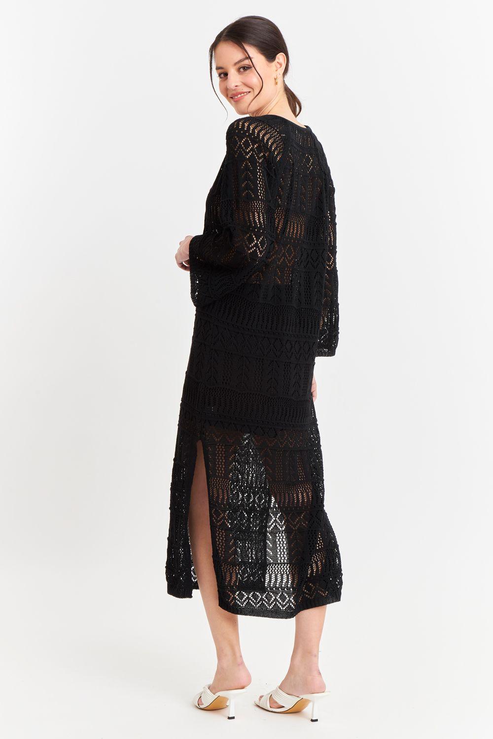 Vestido Largo Tejido Negro Nicopoly-3