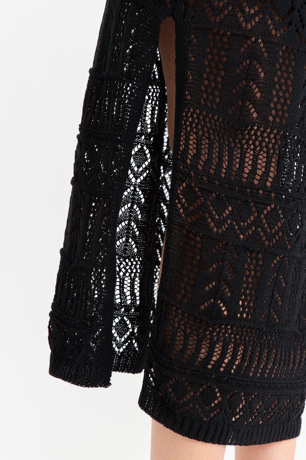Vestido Largo Tejido Negro Nicopoly-5