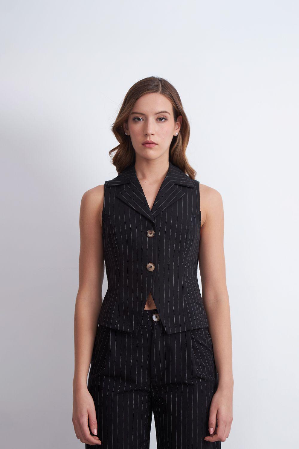Gilet Rayas Diplomáticas Negro Nicopoly-0