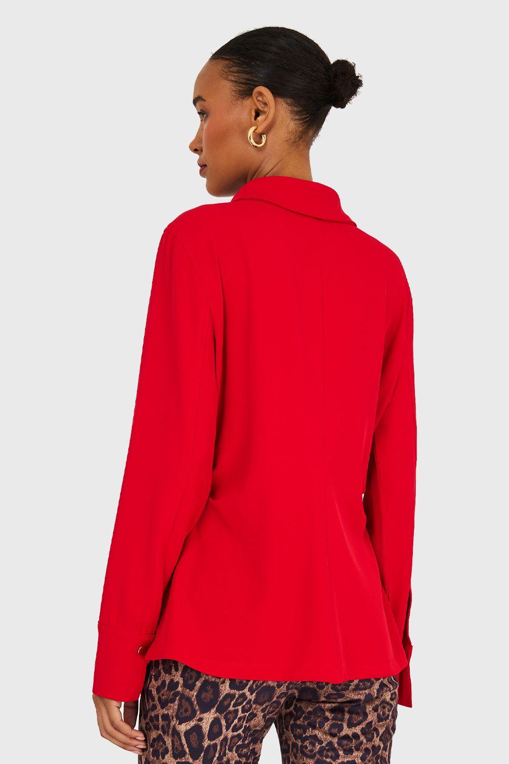 Camisa Pliegues Cintura Rojo Nicopoly-3