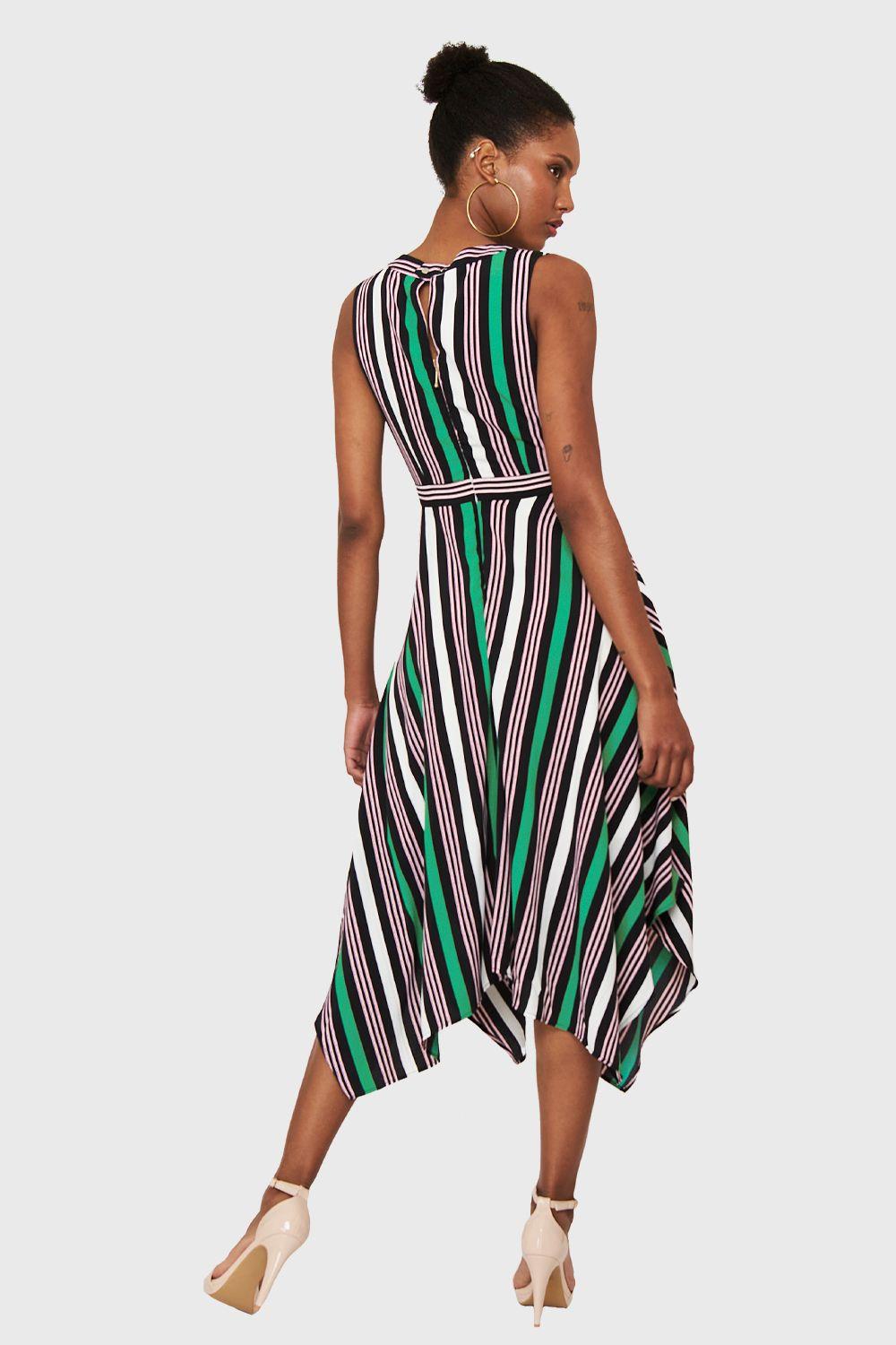 Vestido Asimétrico Rayas Verde Nicopoly-3