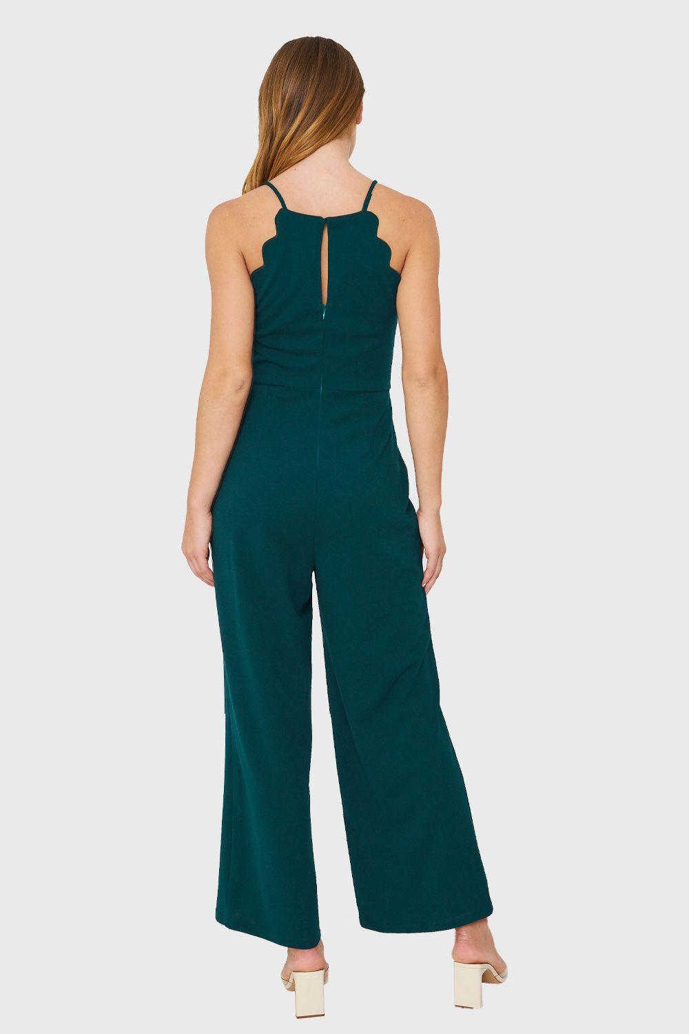 Enterito Cuello Halter Festón Verde Petróleo Nicopoly-3