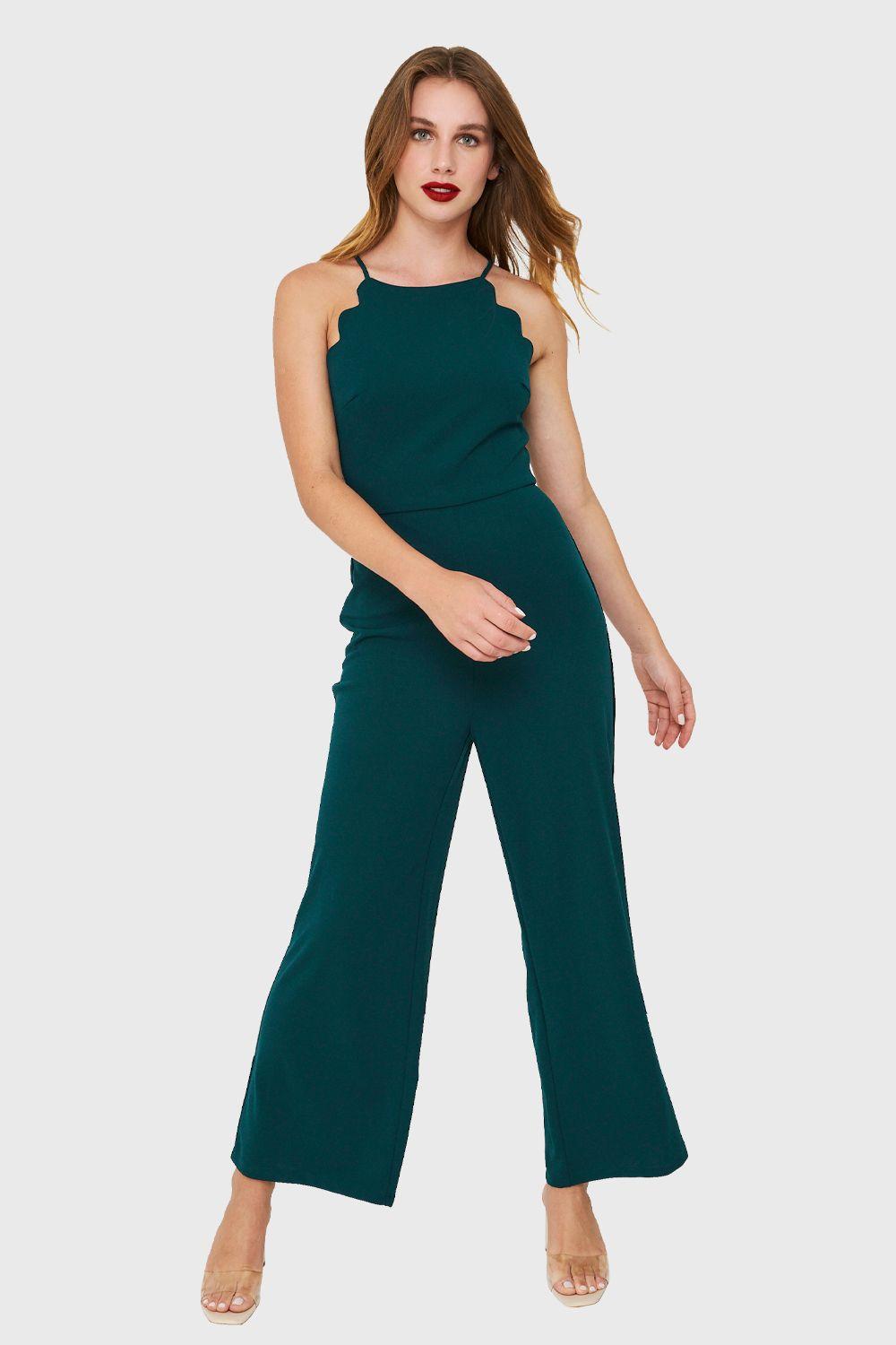 Enterito Cuello Halter Festón Verde Petróleo Nicopoly-4