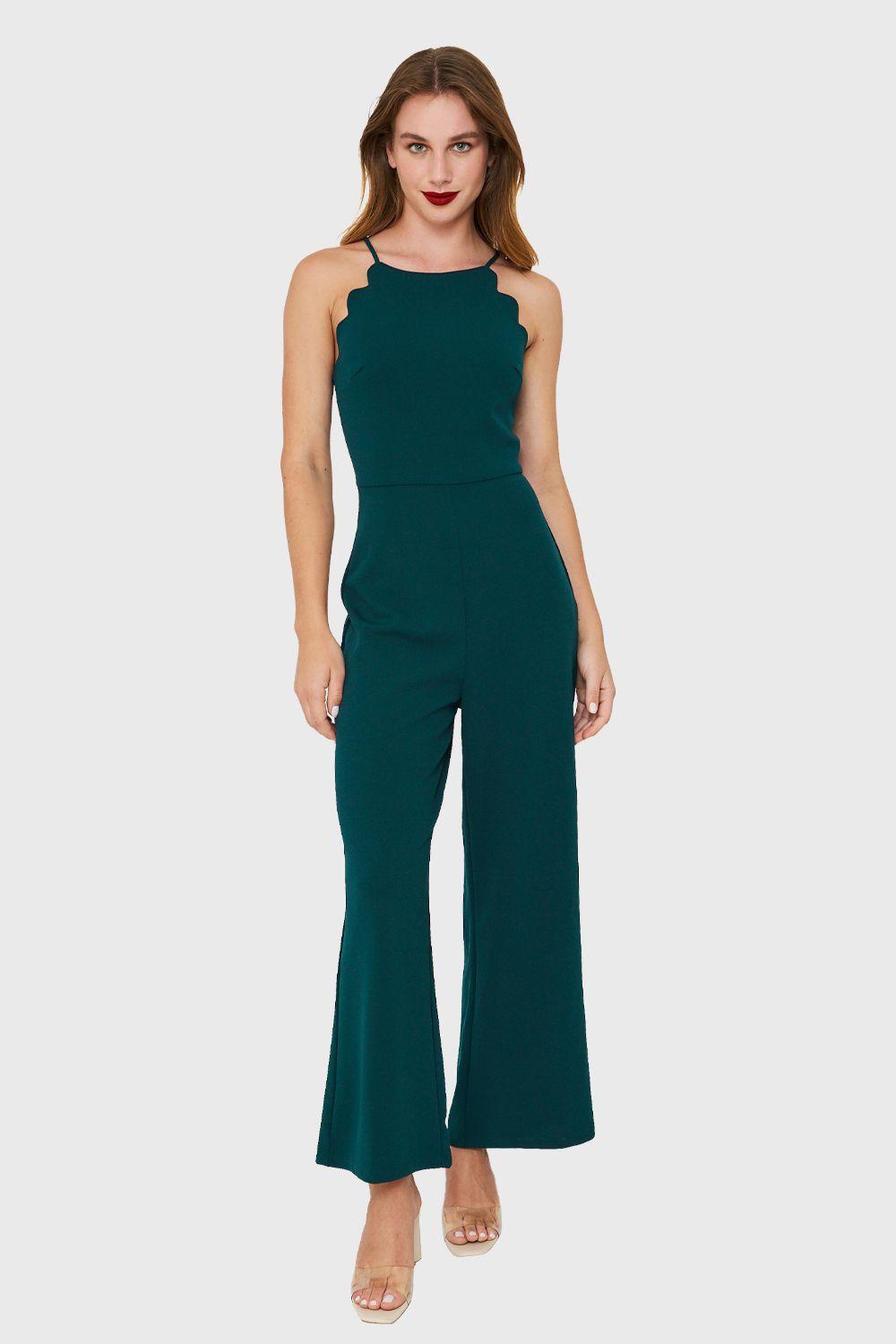 Enterito Cuello Halter Festón Verde Petróleo Nicopoly-1